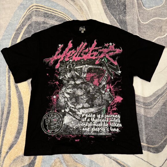 Hellstar Anchor Peace Black T-Shirt Men’s Size Large - Picture 1 of 3